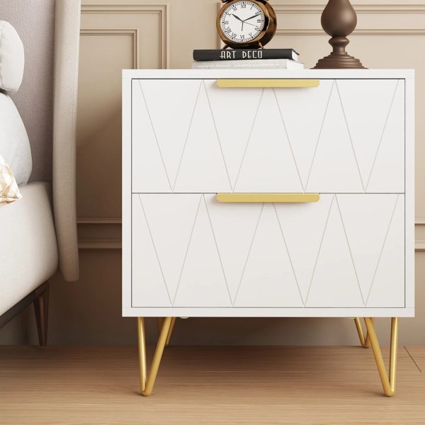 Modern 2 Drawer Nightstand (2 Colors) For Sale