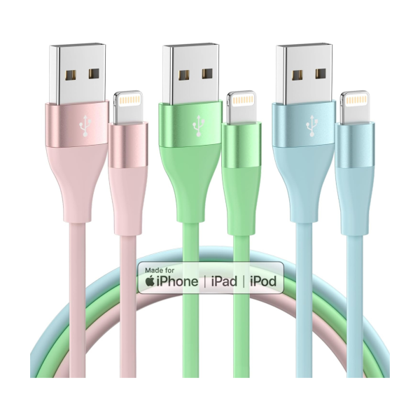 3-Pack 10ft Apple MFi Certified USB-A to Lightning Charging Cables Online