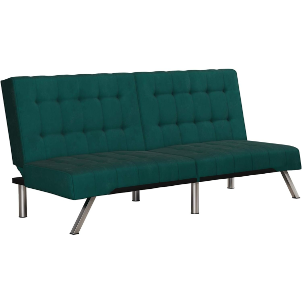 DHP Emily Futon With Chrome Legs, Green Velvet Online Hot Sale