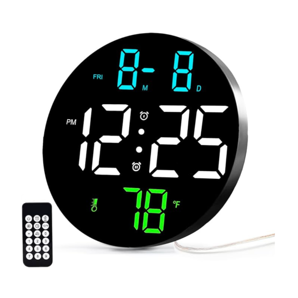 Yaboodn 9  Large Display Digital Alarm Wall Clock with Temperature on Sale