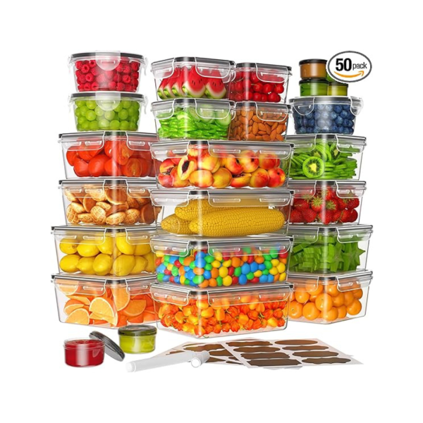 50-Piece Airtight Reusable BPA-Free Food Storage Containers with Lid Online Hot Sale