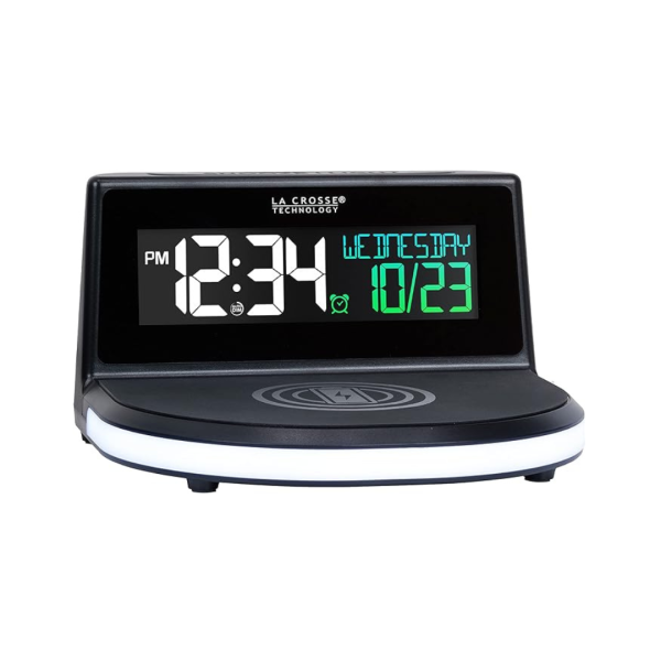 La Crosse Technology Qi-Certified Wireless Charging Alarm Clock with Glowing Light Base Online now