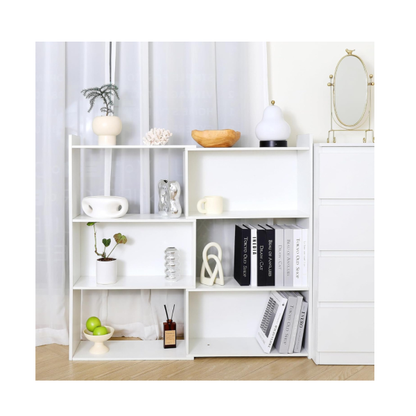 Suntage 4-Tier 360 deg. Adjustable Open Bookshelf w 6 Storage Cubes Supply
