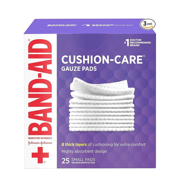 Band-Aid Brand Cushion Care Non-Stick Gauze Pads, Individually-Wrapped, Small, White, 2 x 2 in (25 Count, Pack of 3) Online now