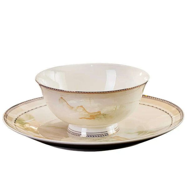 Jingdezhen dish set housewarming tableware set bowl and plate ceramic tableware set light luxury plate bowl Hot on Sale - Image 5