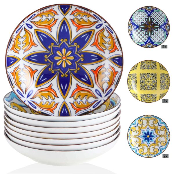 Vancasso JASMIN 4 8 12 Piece Porcelain Soup Plate Set Aladin Style 21cm 700ml Soup Plate Bowl  Service for 4 8 12 Person Sale - Image 4
