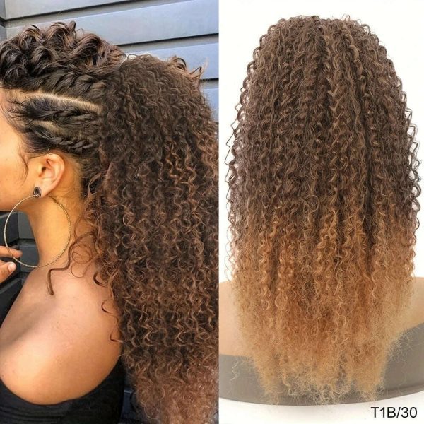 Drawstring Curly Ponytail Extension for African Women Afro Kinky Curly Hair Pieces Synthetic Heat Resistant Sale - Image 4