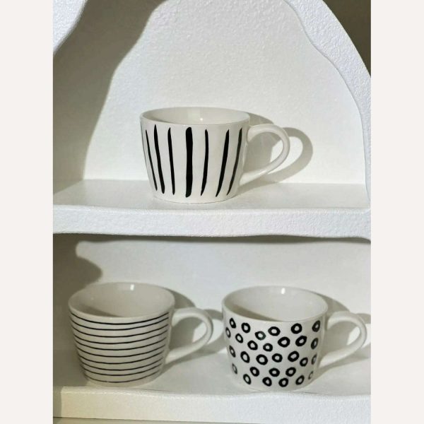 Mugs American Style Coffee Household Milk Breakfast Ceramics Cup Drinkware Stripe Wave Dot Handle Kitchen Garden Supply - Image 2
