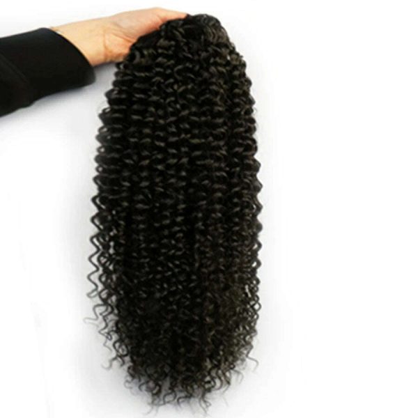 Ombre Synthetic Drawstring Puff Ponytail Extensions Afro Wavy 16 Inch Clip In Ponytail Hair Curly Black Brown Blonde Supply - Image 4