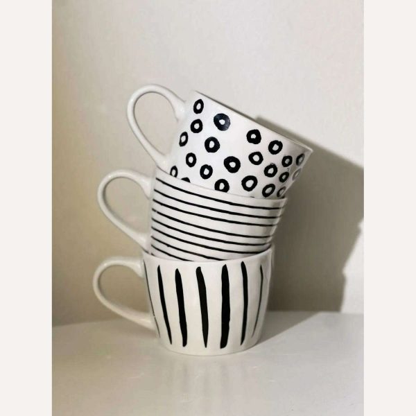 Mugs American Style Coffee Household Milk Breakfast Ceramics Cup Drinkware Stripe Wave Dot Handle Kitchen Garden Supply - Image 4