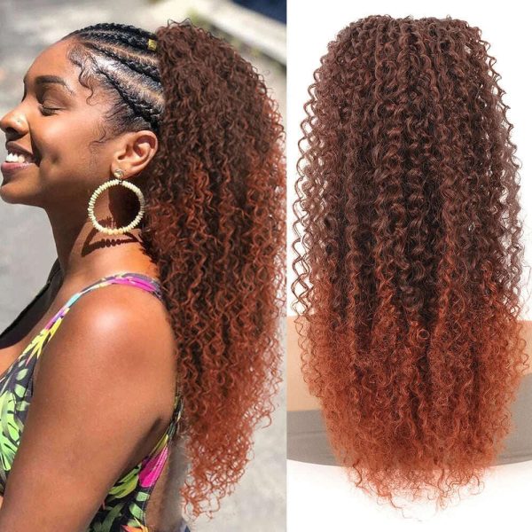 Drawstring Curly Ponytail Extension for African Women Afro Kinky Curly Hair Pieces Synthetic Heat Resistant Sale - Image 2