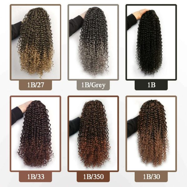 Ombre Synthetic Drawstring Puff Ponytail Extensions Afro Wavy 16 Inch Clip In Ponytail Hair Curly Black Brown Blonde Supply - Image 3